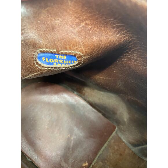 Rare Vintage FLORSHEIM ankle boot pebble leather mens size 10.5 D US made brown - Picture 7 of 9